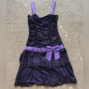 Taboo Elegant Black Dress with Purple Bow
